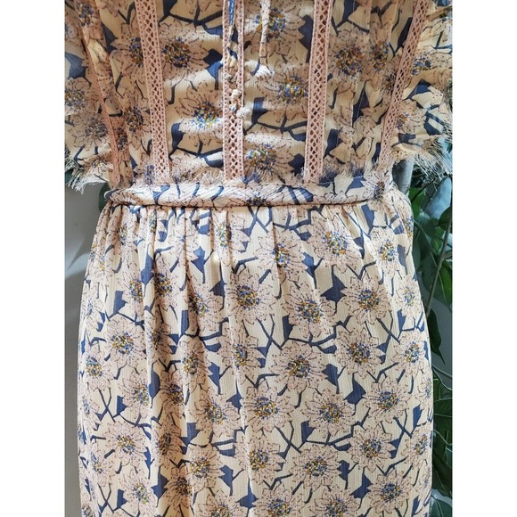 Xhilaration Women Beige Floral Polyester Round Neck Sleeveless Long Maxi Dress M - Picture 4 of 15